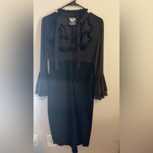 Killstar Black Ruffle Tie-Neck Women's Dress Mesh top